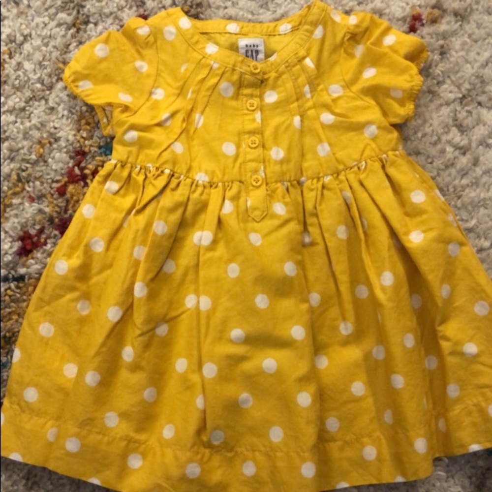 Yellow and white polka dot summer dress
